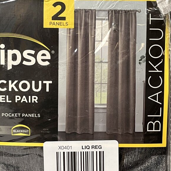 Eclipse Blackout Curtain Black Two Rod Pocket 2 Panels Kerry Solid 37"x95"‎ - Picture 5 of 10